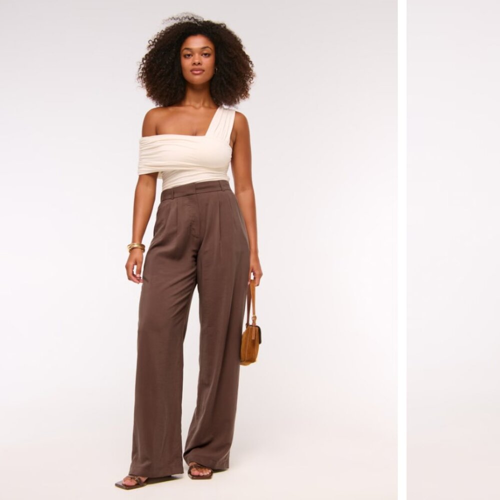Abercrombie + Fitch Sloane Crepe Tailored Wide Leg Pant